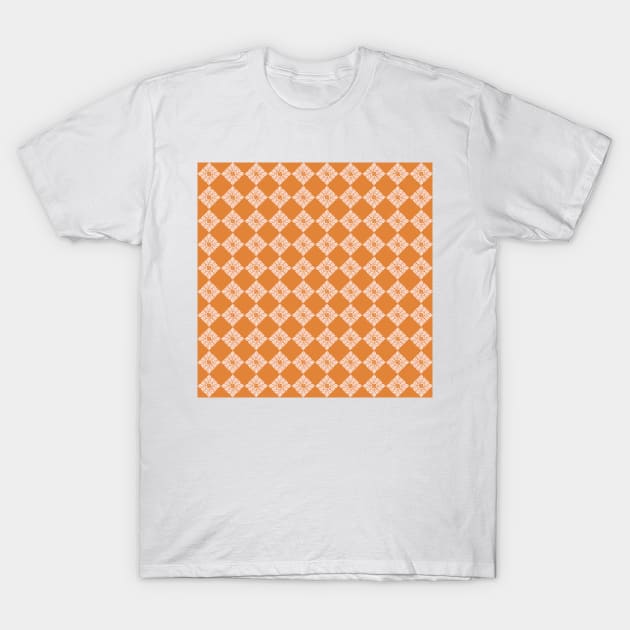 Moroccan Diamond Tiles, Blush and Burnt Orange Palette T-Shirt by AmyBrinkman